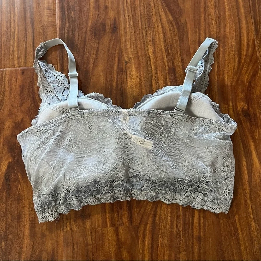 Rhonda Shear Gray Floral Lace Bralette size 2X